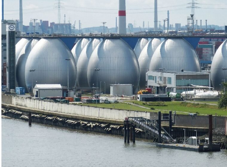 Storage tank farm at a petrochemical site, a typical Zone 1 and Zone 2 hazardous area